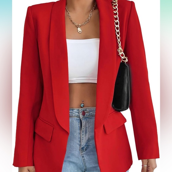 NWOT Womens Red Long Sleeve Blazer - Picture 3 of 9